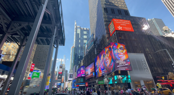 Times Square Anti-Trafficking Billboard "Our World Could Be Different"